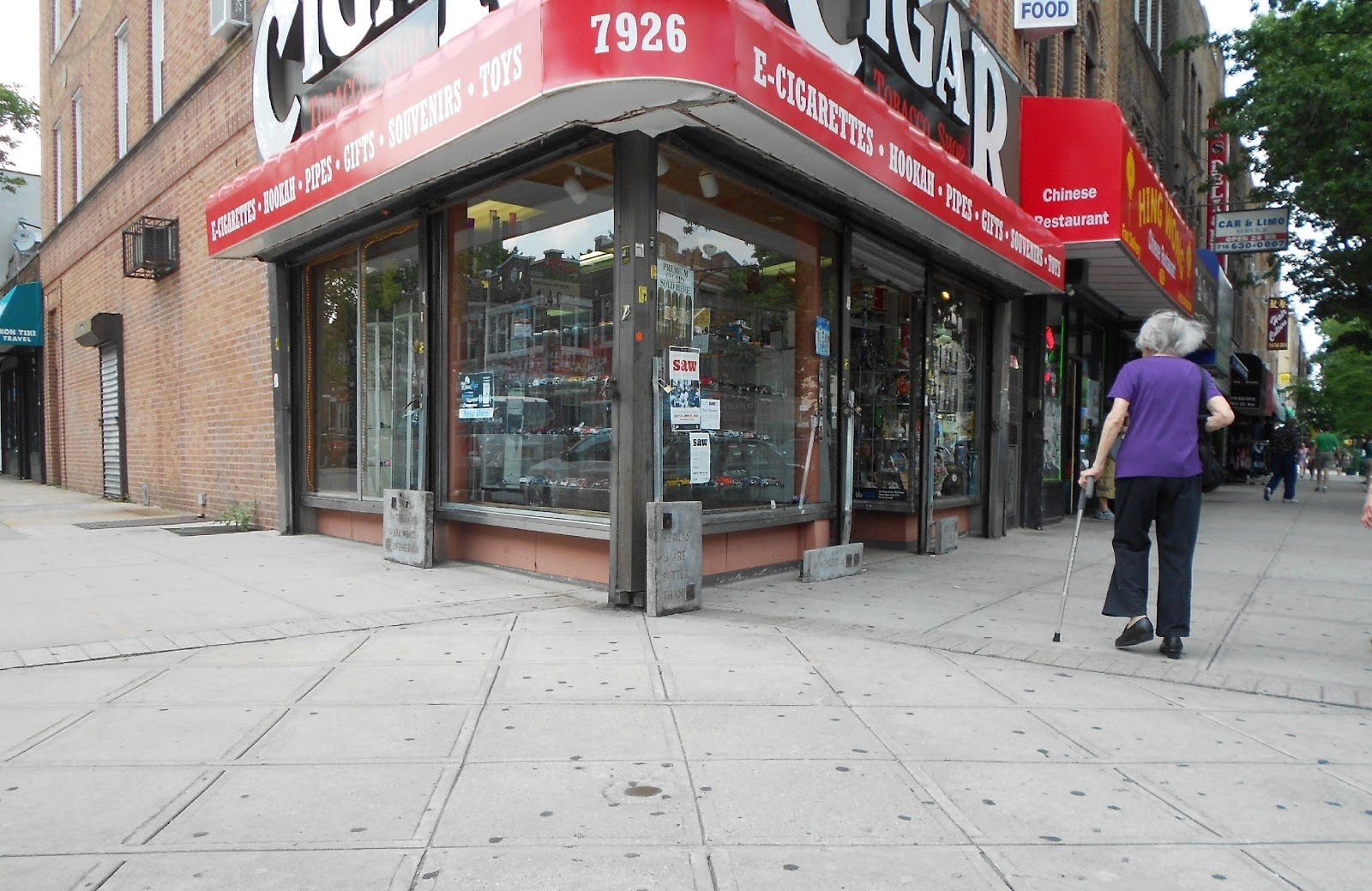 Cigar shop with bad signs in front